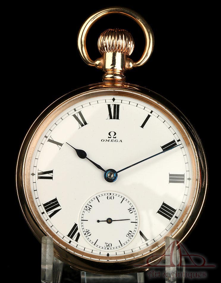 látigo Pensativo Deducir Reloj de Bolsillo Omega Antiguo. Chapado en Oro. Suiza, Circa 1920
