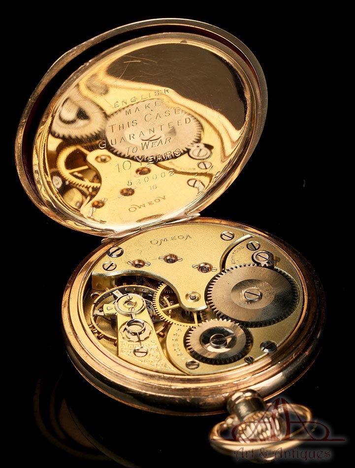 látigo Pensativo Deducir Reloj de Bolsillo Omega Antiguo. Chapado en Oro. Suiza, Circa 1920